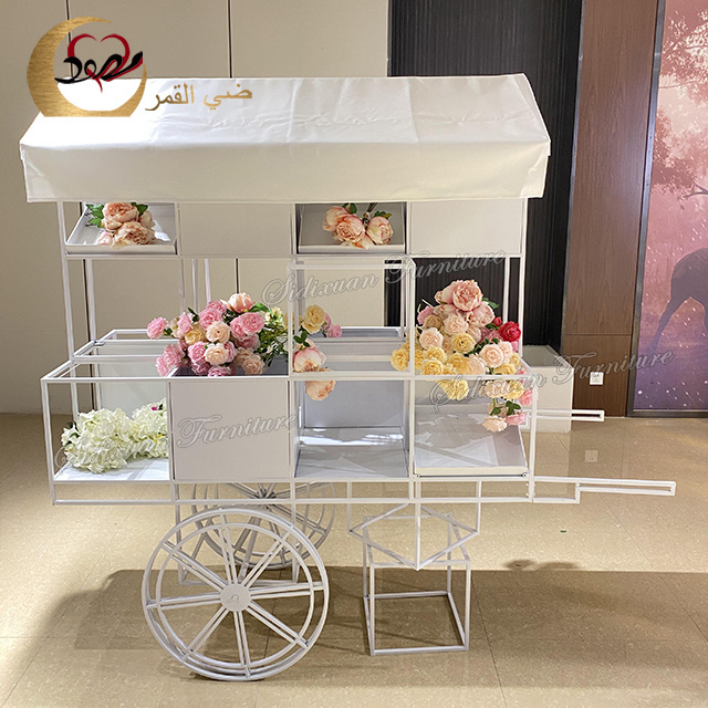 Wedding decoration iron metal candy cart with wheels for parties