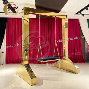 Wedding events large gold stainless steel indoor swing chair with stand modern