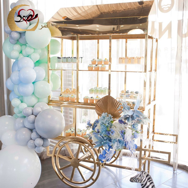 Wedding Party Decorations Metal Candy Cart Flower Display Sweet Candy Gold Carts