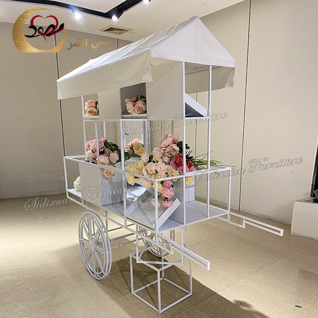 Wedding decoration iron metal candy cart with wheels for parties