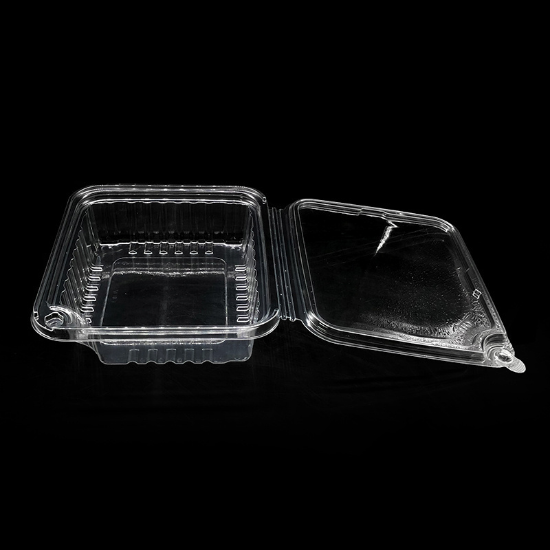 eco-friendly disposable clear plastic clamshell food container salad box transparent with hinged lid