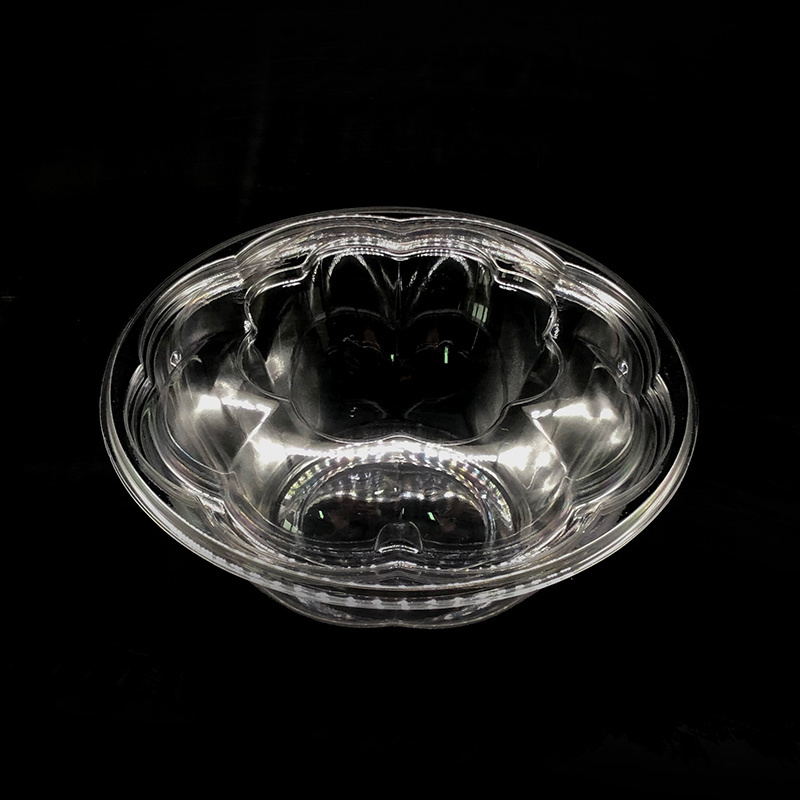 wholesale Disposable clear round  Plastic takeaway reusable fruit salad bowl with lid