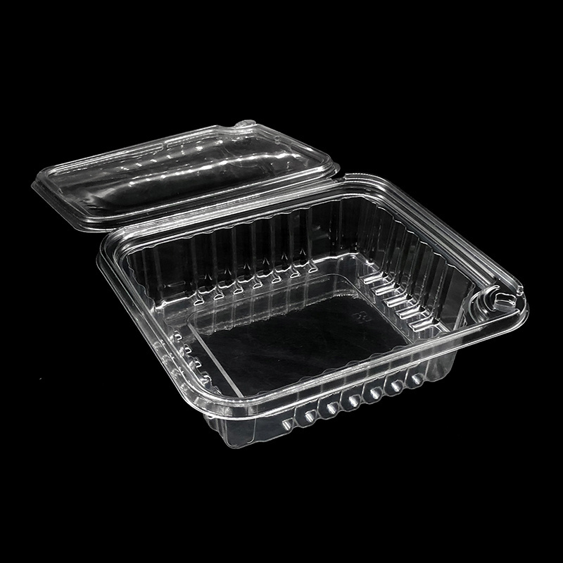 eco-friendly disposable clear plastic clamshell food container salad box transparent with hinged lid