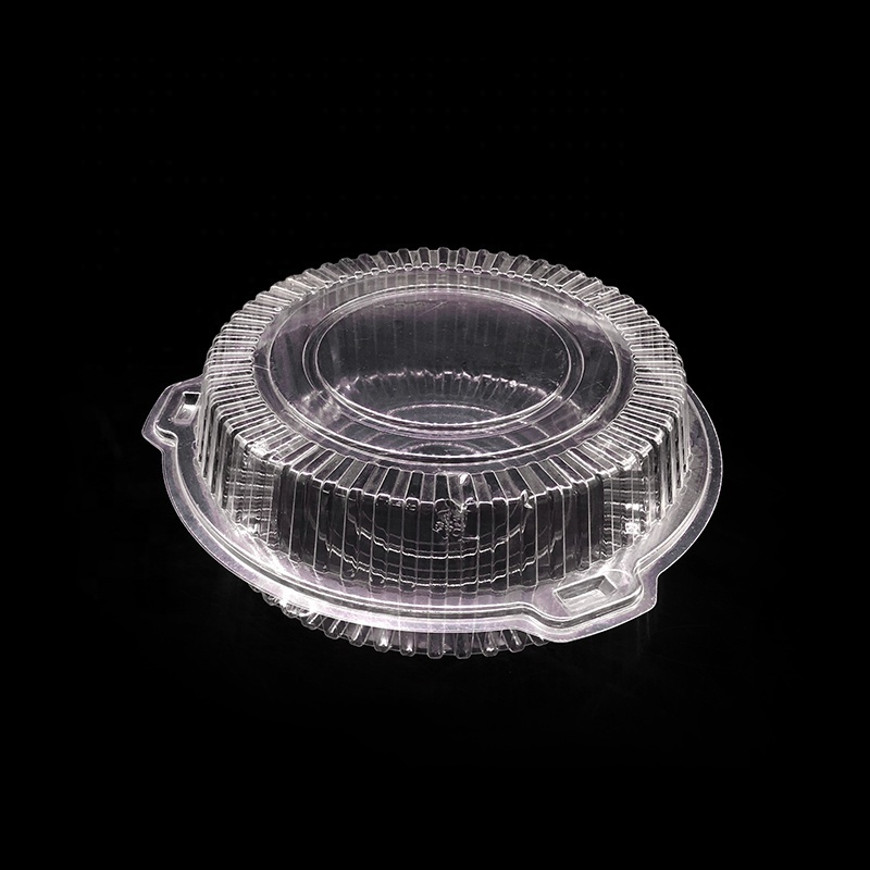 wholesale 10 Inches Plastic Clear round Clamshell Cake Box  hinged food container for bake