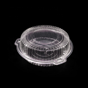 wholesale 10 Inches Plastic Clear round Clamshell Cake Box  hinged food container for bake