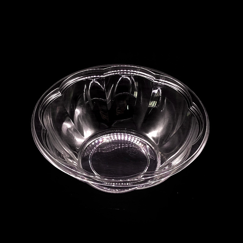 wholesale Disposable clear round  Plastic takeaway reusable fruit salad bowl with lid