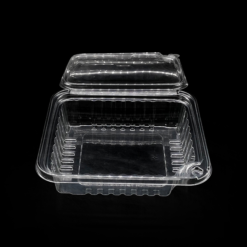 eco-friendly disposable clear plastic clamshell food container salad box transparent with hinged lid