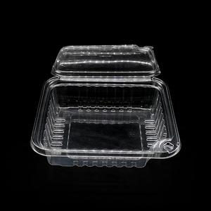 eco-friendly disposable clear plastic clamshell food container salad box transparent with hinged lid