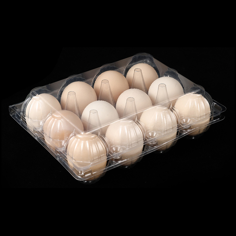 PET Plastic 12 holes duck goose eggs packaging tray plastic disposable eggs blister packaging tray