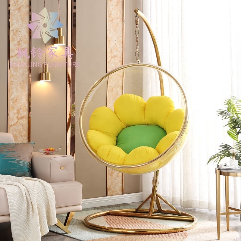 Golden Stainless Steel Clear Bubble Fashion Design Swing Egg Chair Ball Chair