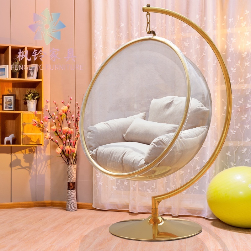 Golden Stainless Steel Clear Bubble Fashion Design Swing Egg Chair Ball Chair