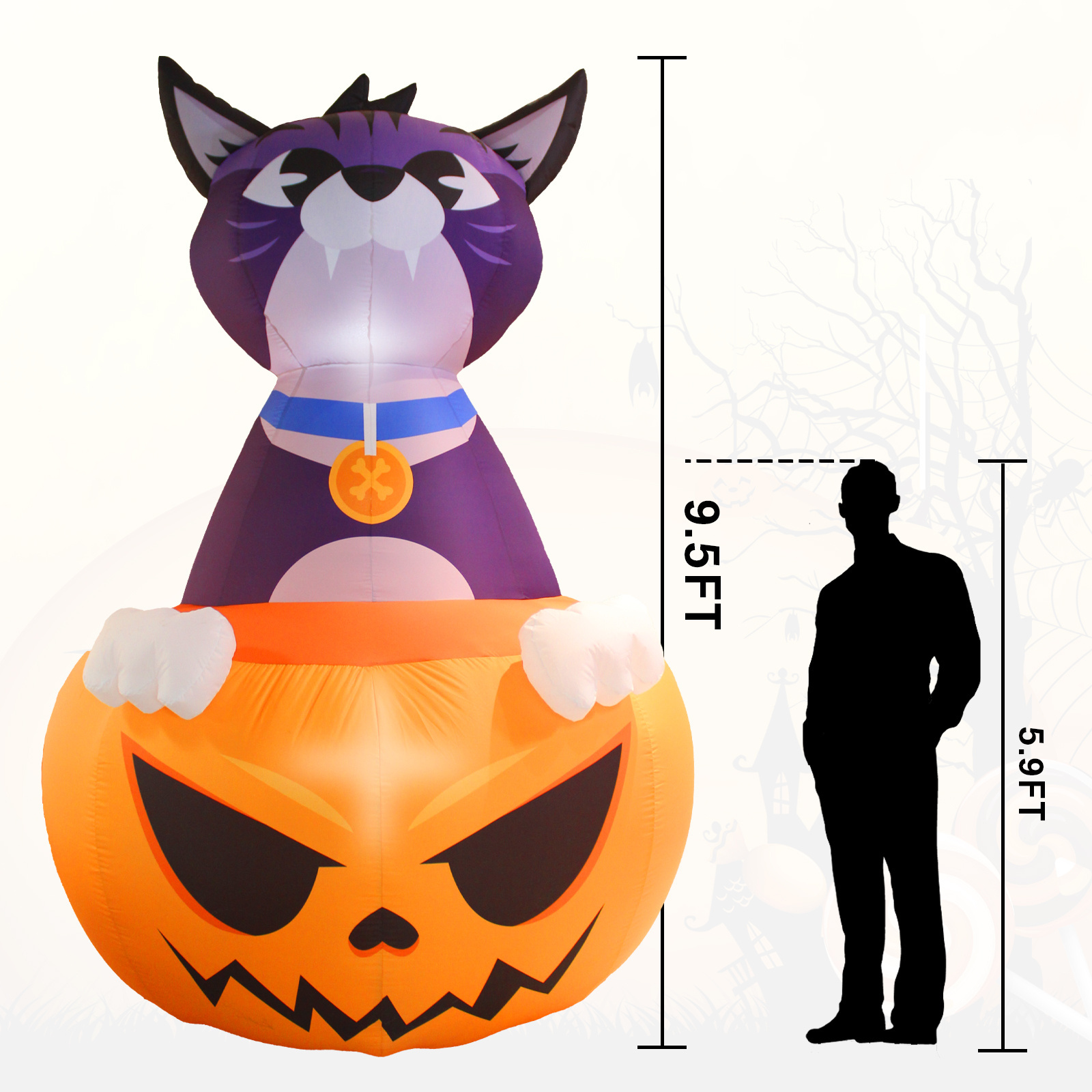 6 FT Pumpkins And Black Cat Halloween Inflatable Decoration With Led Lights Indoor Outdoor Pumpkin Inflatable Decoration