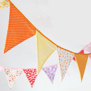 High quality 100% pure cotton holiday party decoration cotton triangle string flag bunting banner