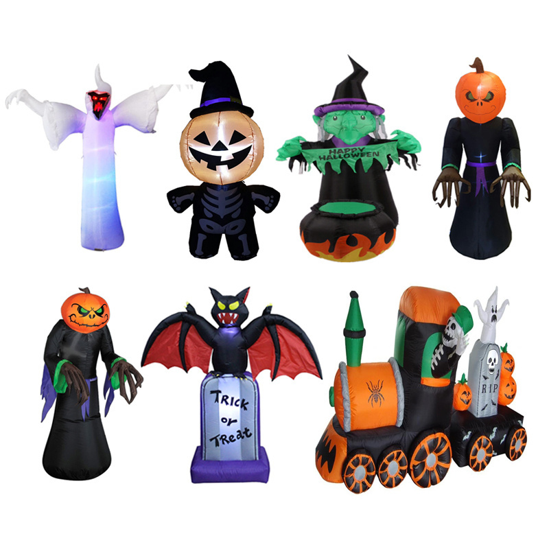 Customized Halloween Inflatable Model Giant Ghost Wizard Pumpkin Bat Train Garden Decoration