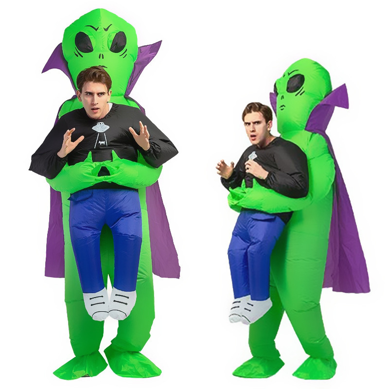 Funny Fancy Dress Ghost Hug People Scary Spoof Et Easter Green Ghost Alien Halloween Costume Adult Inflatable Suit