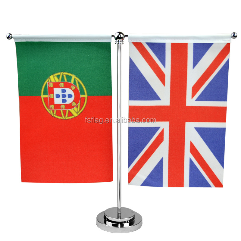 Environmental underlay table cloth desk flag metal flagpole with flags