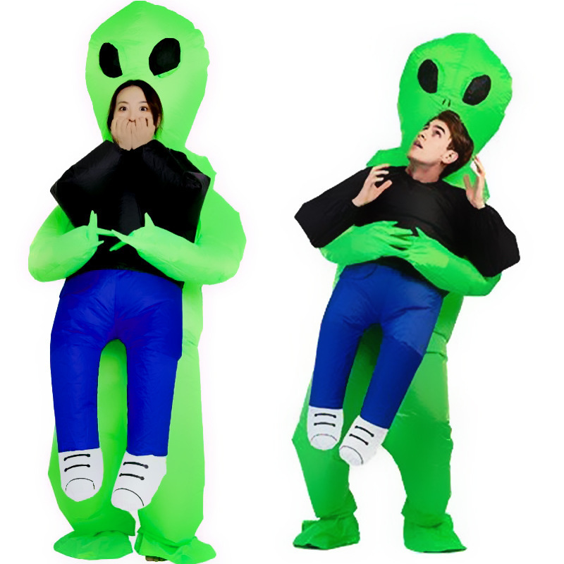 Funny Fancy Dress Ghost Hug People Scary Spoof Et Easter Green Ghost Alien Halloween Costume Adult Inflatable Suit