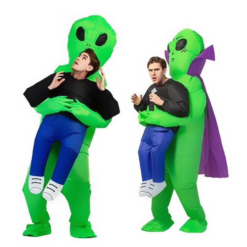 Funny Fancy Dress Ghost Hug People Scary Spoof Et Easter Green Ghost Alien Halloween Costume Adult Inflatable Suit