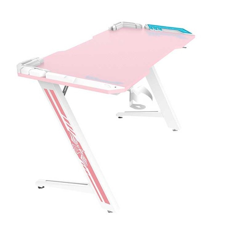 Relax Gaming Carbon Fiber Large Pink Gaming Desk Electric Computer Mesa Gamer Led Gaming Desk