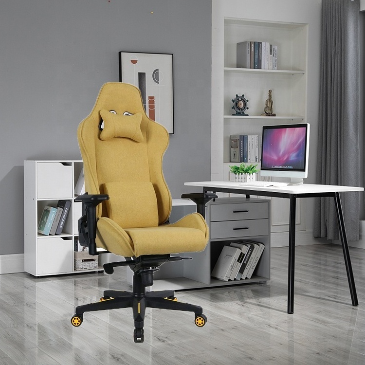 Modern design yellow computer razer gamer chair height adjustable fabric wholesale gaming chair