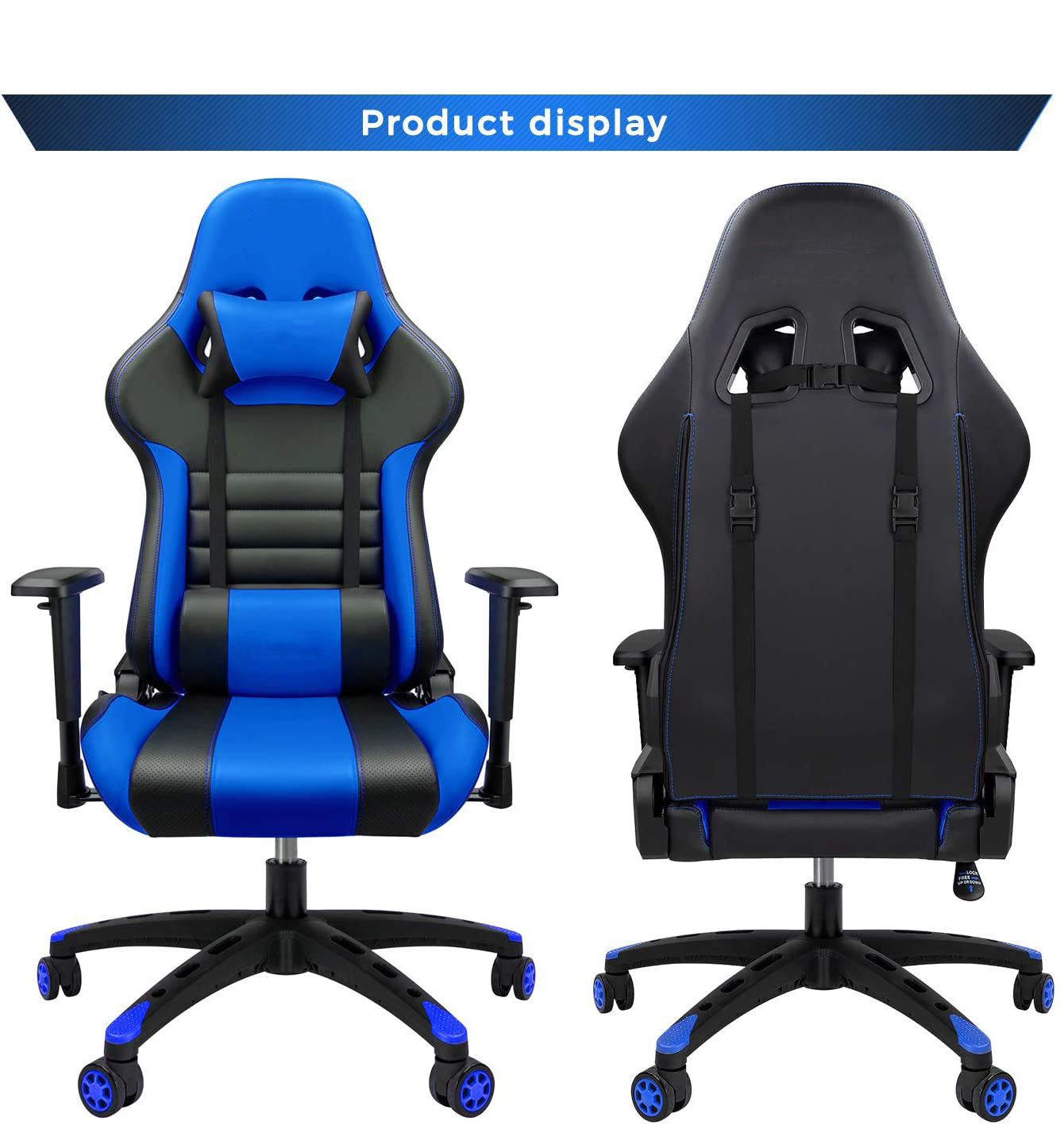 Customized Relax Gamer Blue Chairs Computer PU Leather Professional Gaming Recliner Chair