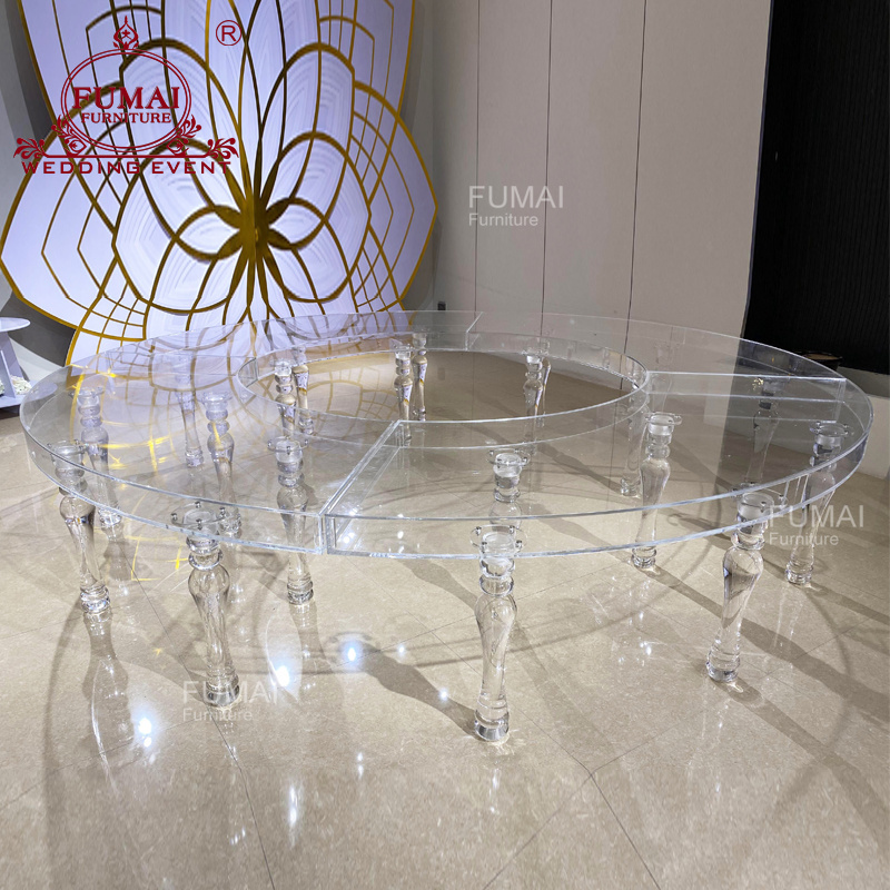 Deluxe Event Hall Used Dining Serpentine Shape  Acrylic Wedding Table