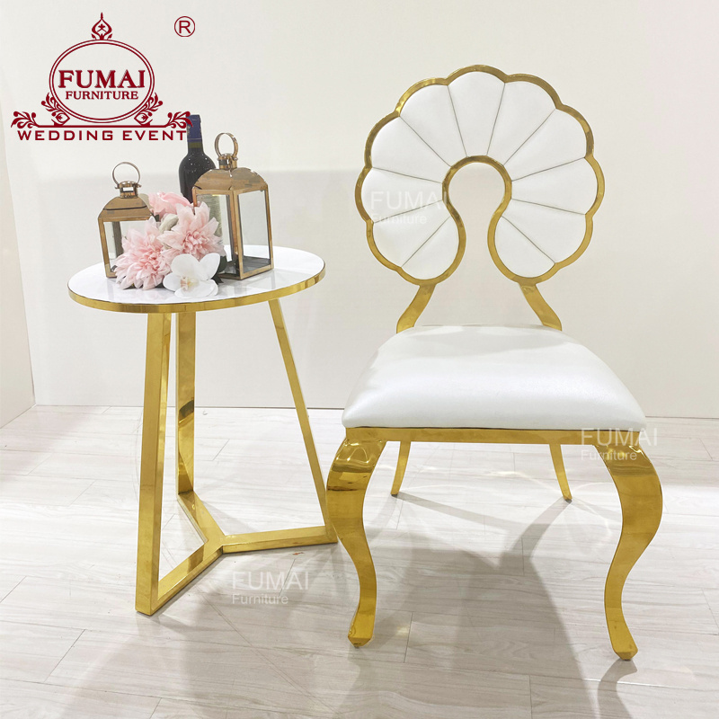 White Pu Leather Golden Legs Luxury Wedding Royal Throne Chairs  For Sale