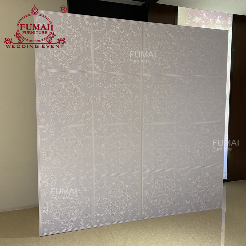 Wedding Inspiration event elegant white pvc carved design stage backdrop