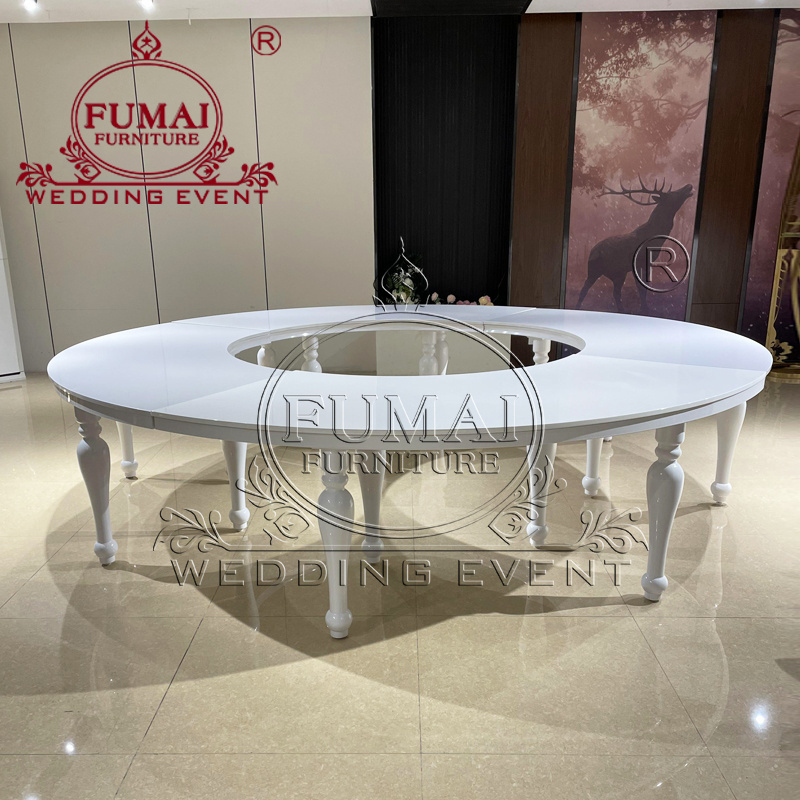 Serpentine Table Wedding White Stainless Steel Round Shape Dining Table