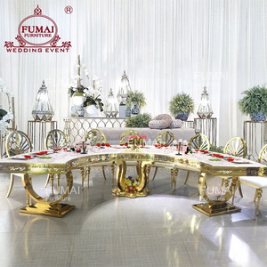 wedding furniture in hotel white half moon round banquet dining table