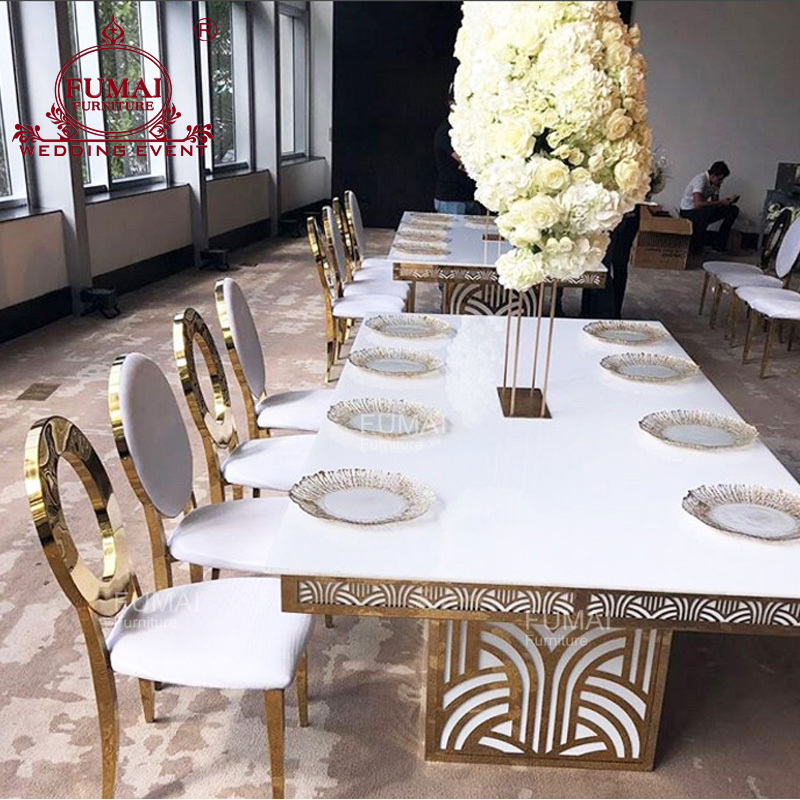 White  mdf top  stainless steel frame  morden furniture dinning tables