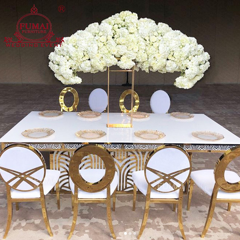 White  mdf top  stainless steel frame  morden furniture dinning tables