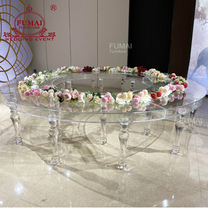 Deluxe Event Hall Used Dining Serpentine Shape  Acrylic Wedding Table