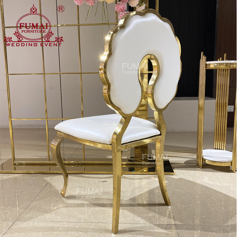 White Pu Leather Golden Legs Luxury Wedding Royal Throne Chairs  For Sale