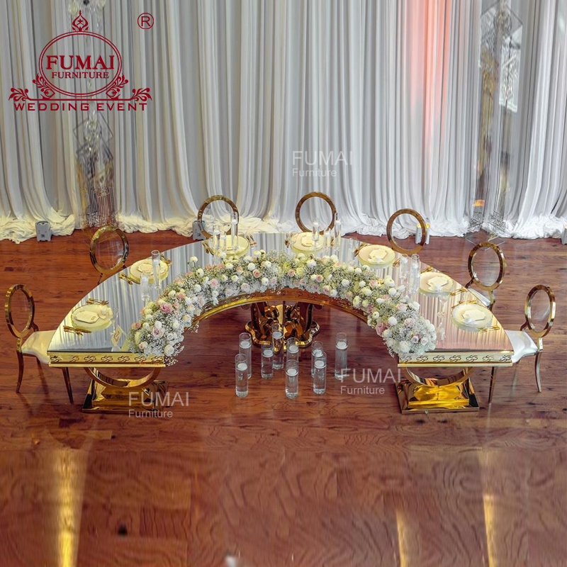 wedding furniture in hotel white half moon round banquet dining table