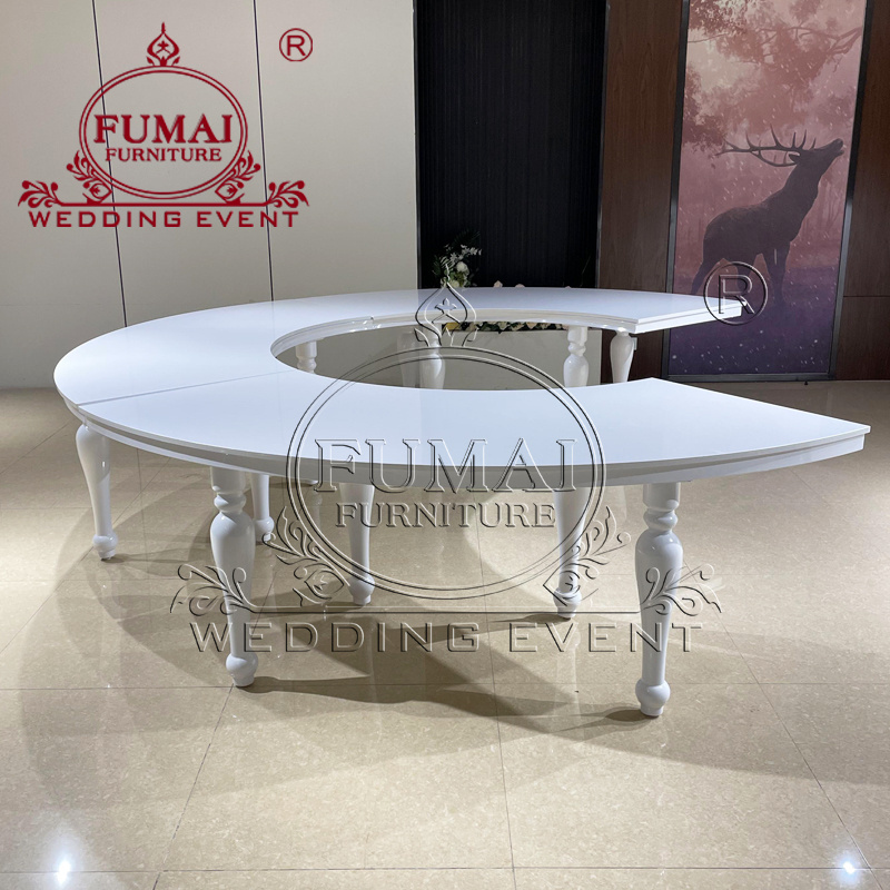 Serpentine Table Wedding White Stainless Steel Round Shape Dining Table