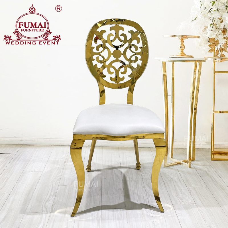 Titanium Stainless Steel Frame Round Back Unique Wedding Chair For Weddings