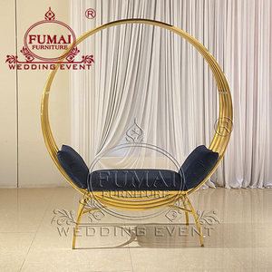 Event Celebration Gold Metal Bird Cage Wedding High Back King Chair For Couple