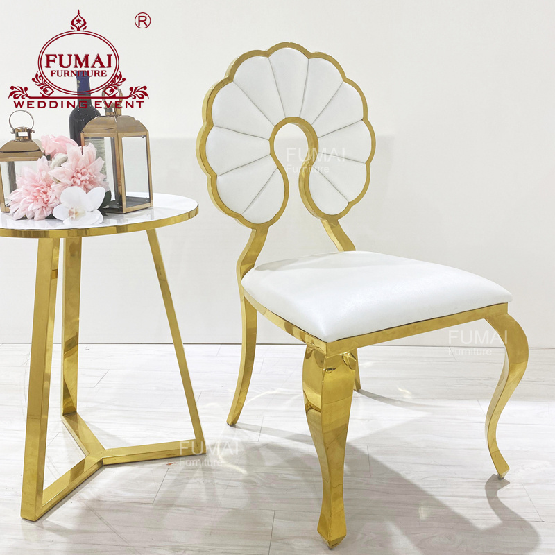 White Pu Leather Golden Legs Luxury Wedding Royal Throne Chairs  For Sale