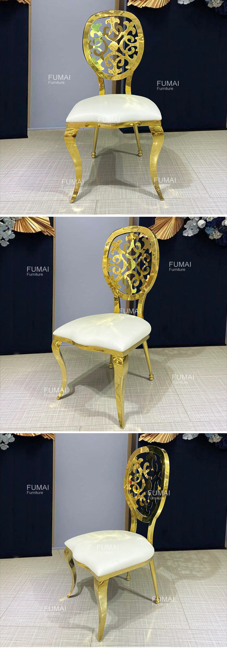 Titanium Stainless Steel Frame Round Back Unique Wedding Chair For Weddings