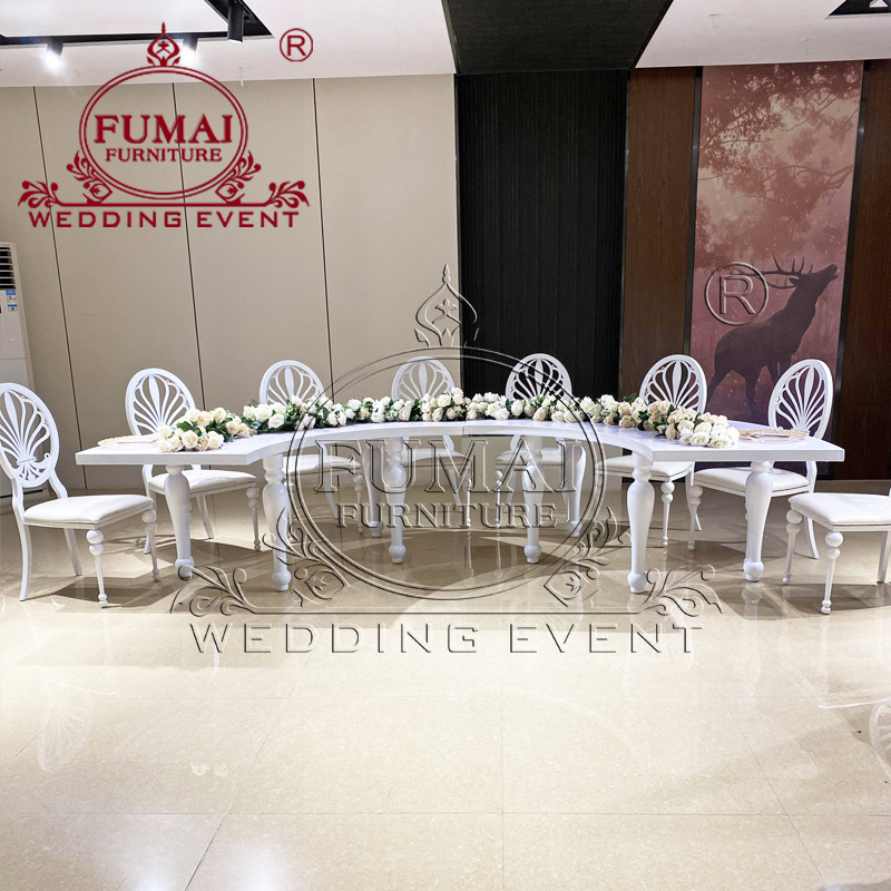 Serpentine Table Wedding White Stainless Steel Round Shape Dining Table