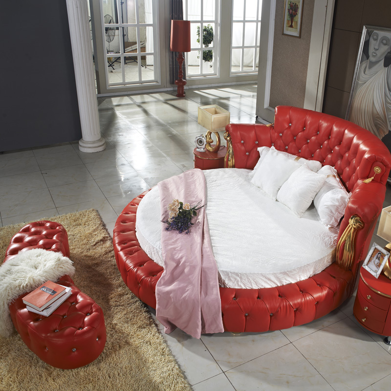 neoclassic round leather bed new chesterfield upholstery leather bed soft victoria bedroom furniture set