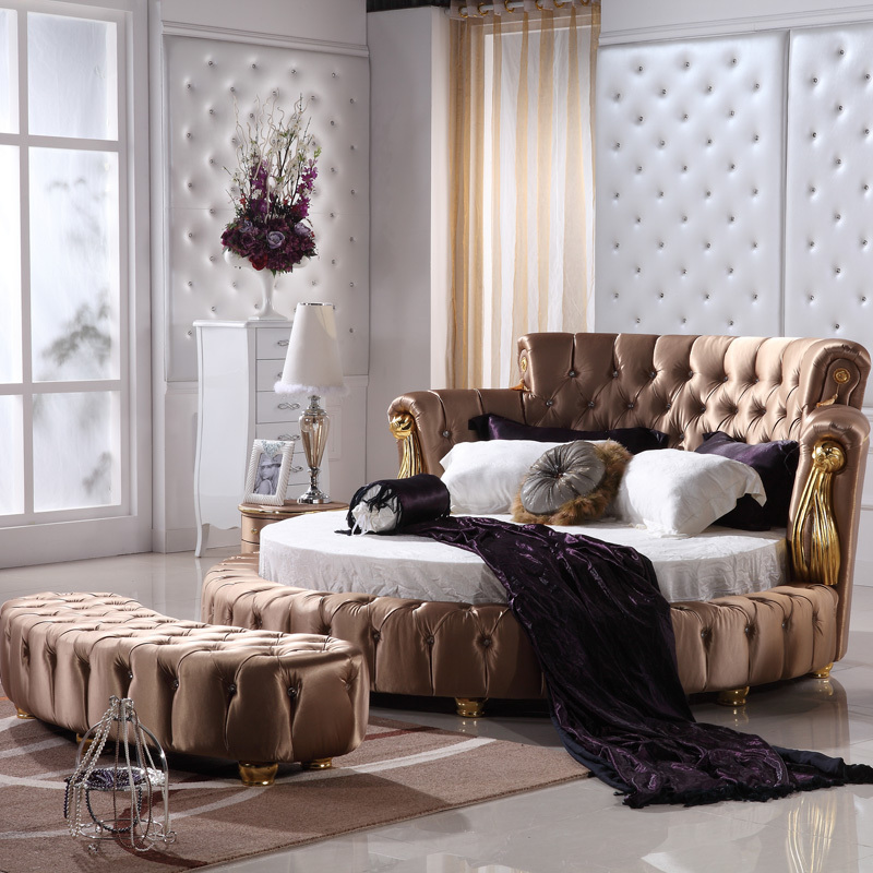 neoclassic round leather bed new chesterfield upholstery leather bed soft victoria bedroom furniture set