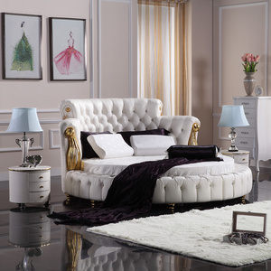 neoclassic round leather bed new chesterfield upholstery leather bed soft victoria bedroom furniture set