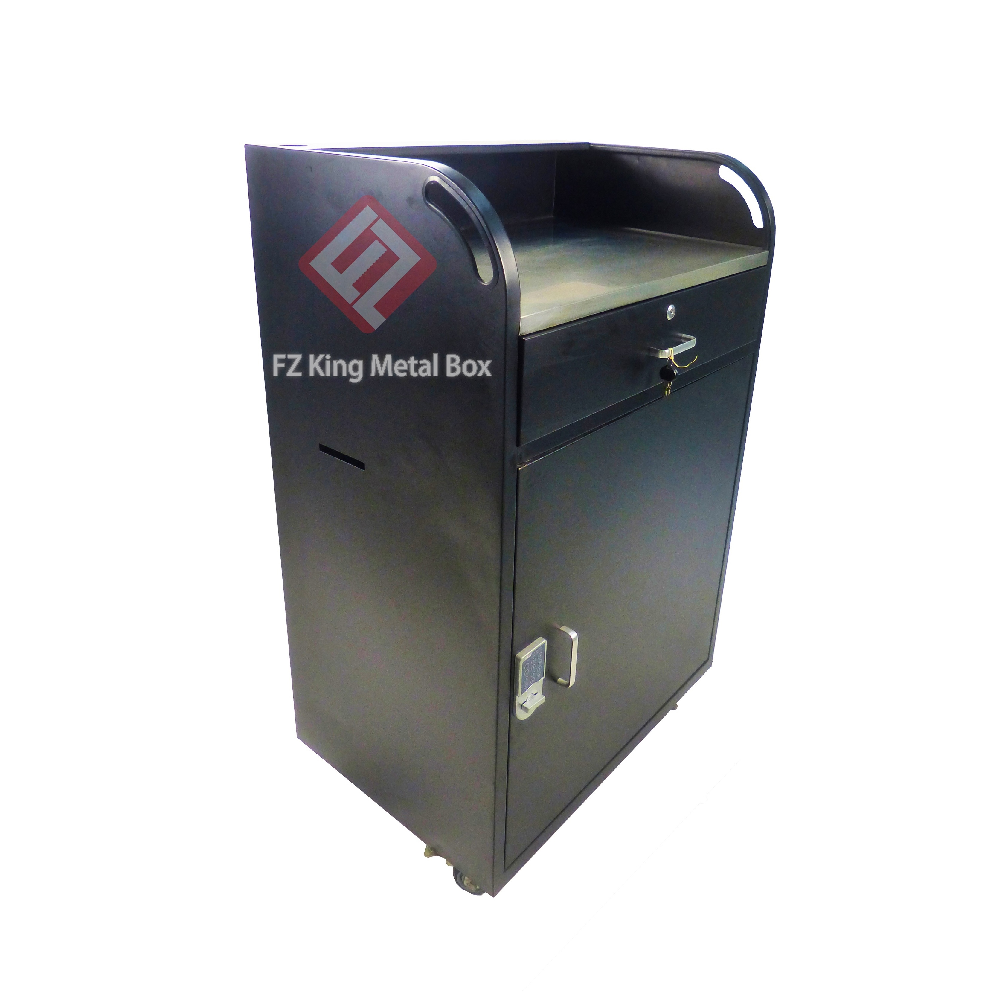 New Type Silver Hotel Service Valet Parking Podium Portable Hand Trolley Mobile Valet Parking Podium