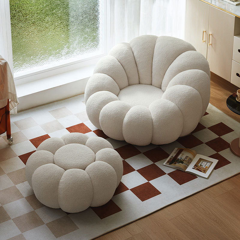 Modern Simple Lamb Wool Lazy Pumpkin Chair Light Luxury Single Sofa for Living Room Cotton Filled One Seat Option furniture sofa