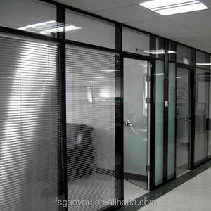 Used Office frosted glass partition office full height floor to ceiling glass wall partition aluminum flame