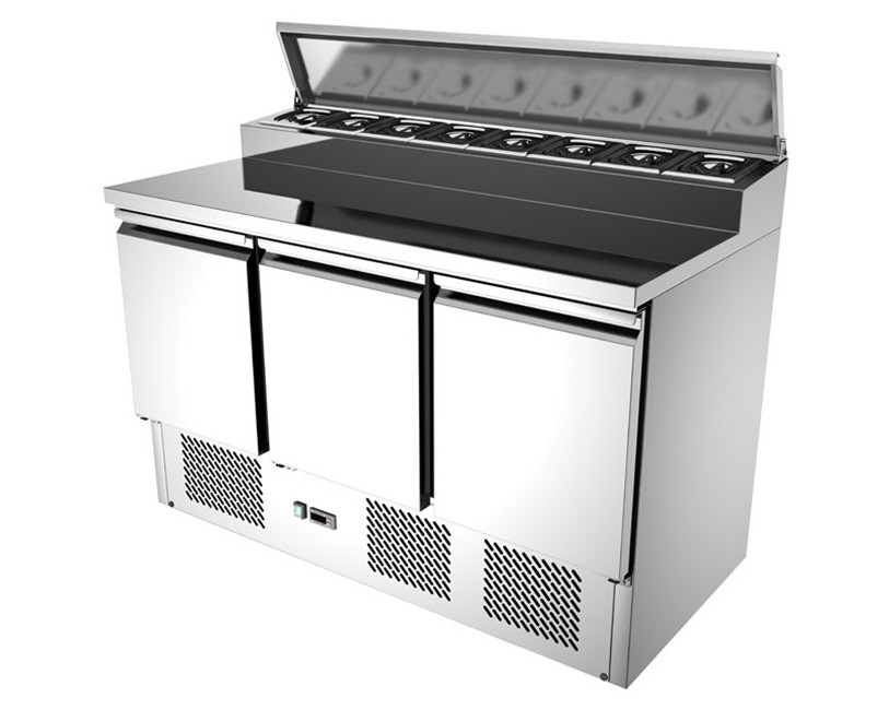 Stainless steel pizza fridge table refrigerator counter salad workbench pizza prep fridge for pizza fridge table