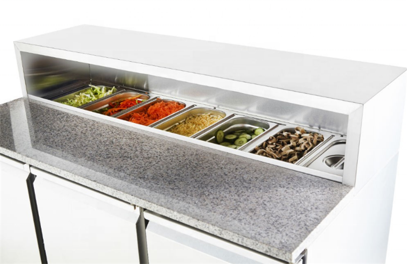 Commercial Restaurant Stainless Steel Refrigerator GN Pan Showcase salad bar refrigerator stainless steel display