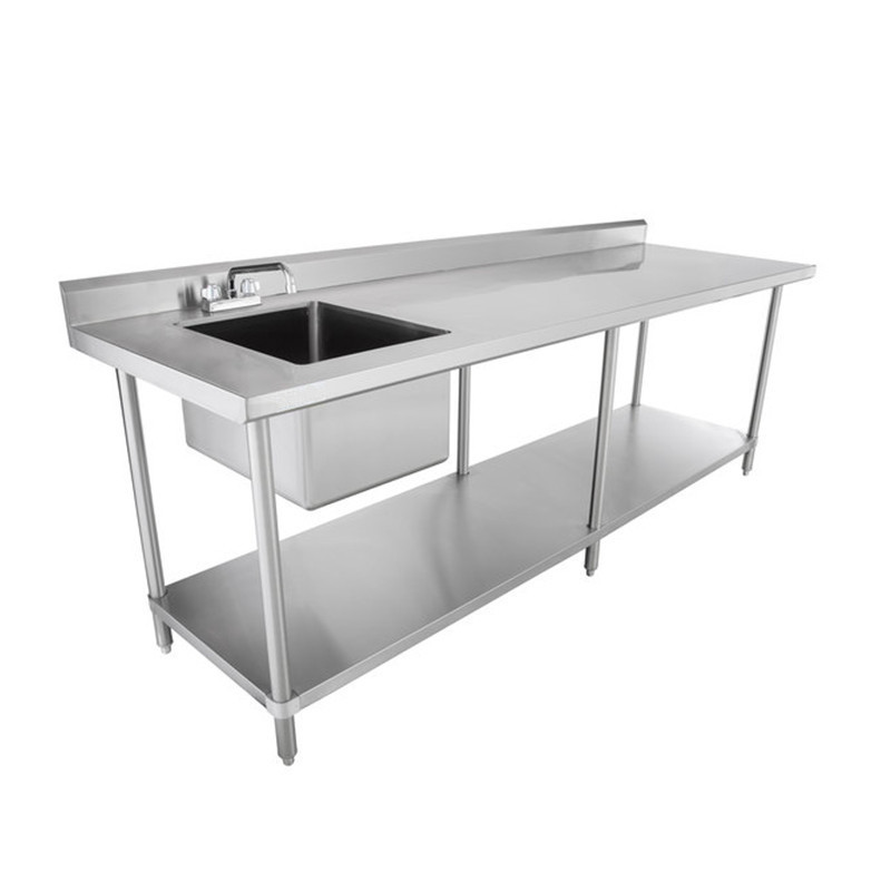 commercial sink stainless steel kitchen sink 304 stainless steel one sink table with splash for restaurant made in China